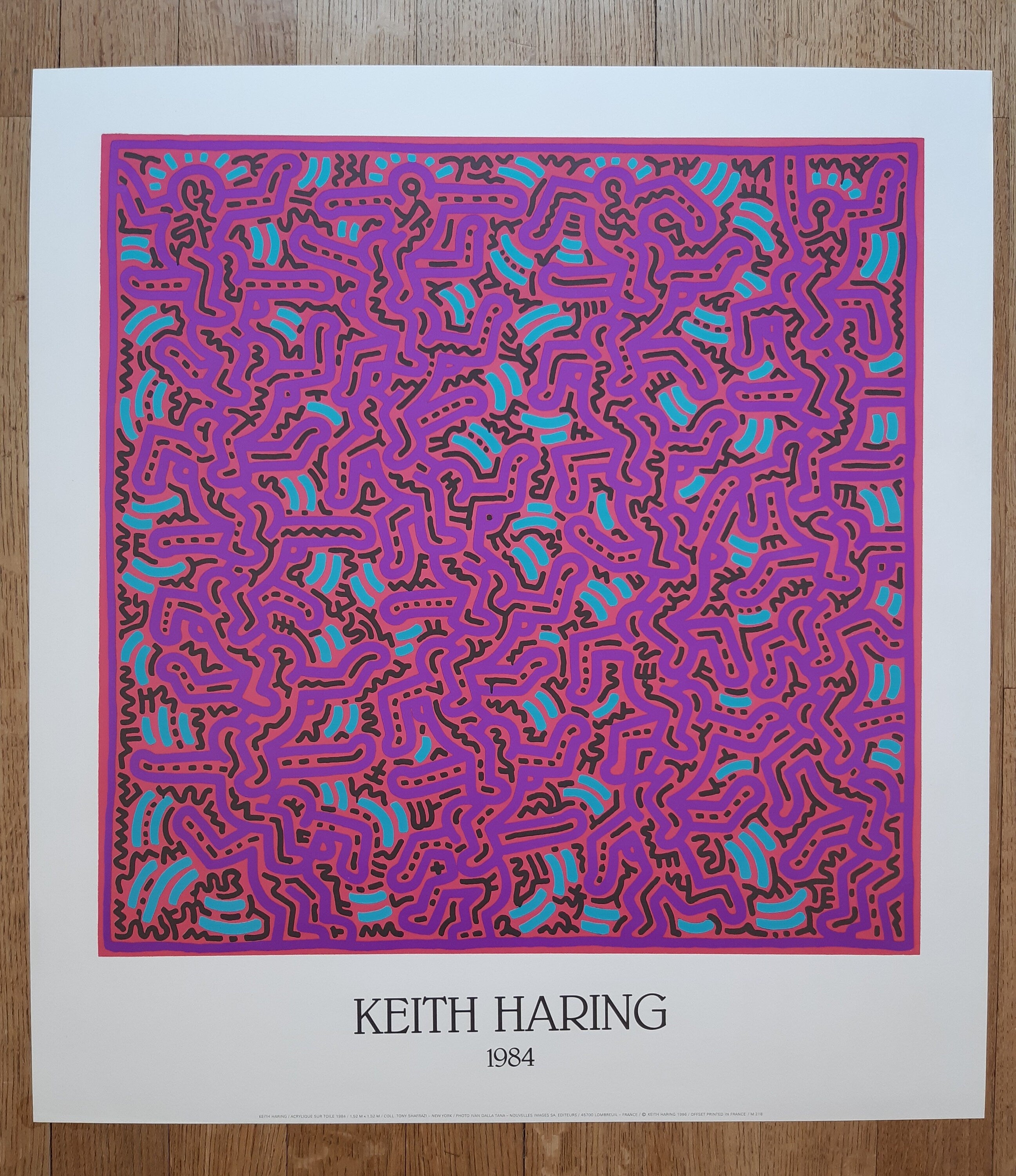 Keith Haring Original-Kunstplakat – 69 × 75,5 cm