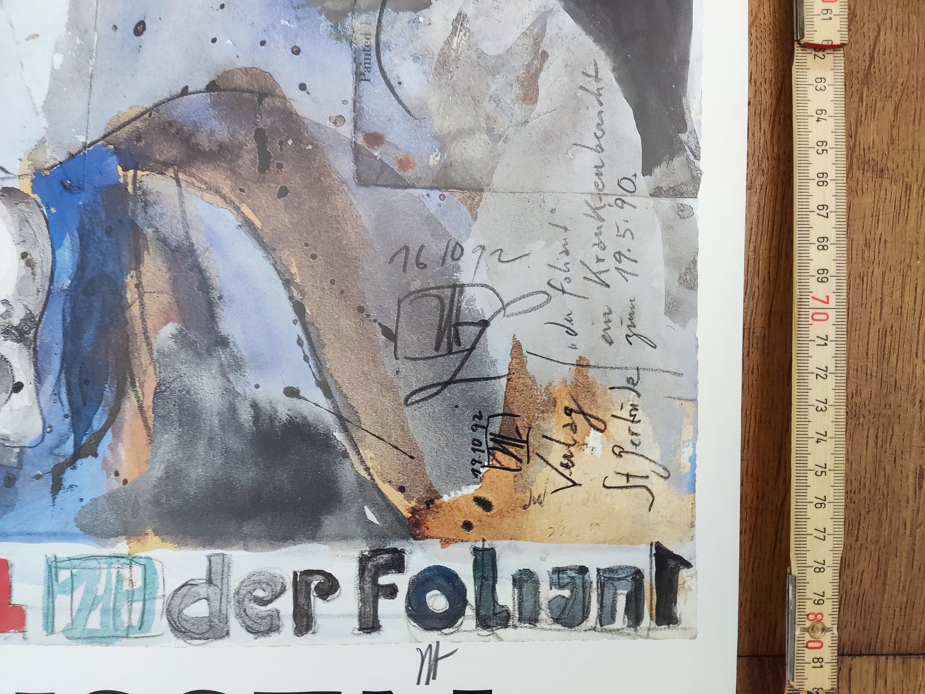 Horst Janssen Original-Kunstposter, monogrammiert - 63 × 100 cm