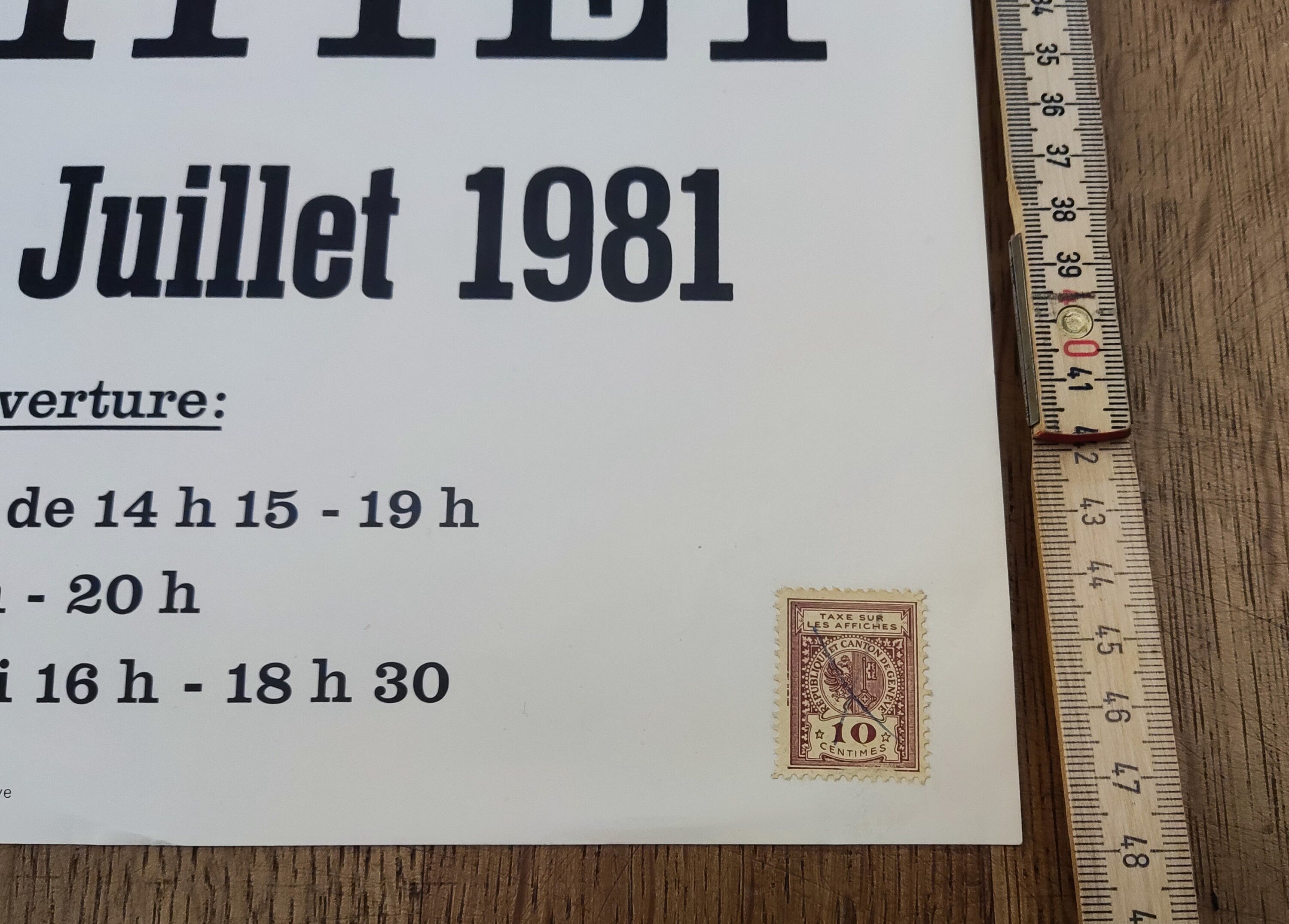 Guy Pittet original art exhibition poster used - 13.8"×18.9" (35×48cm)