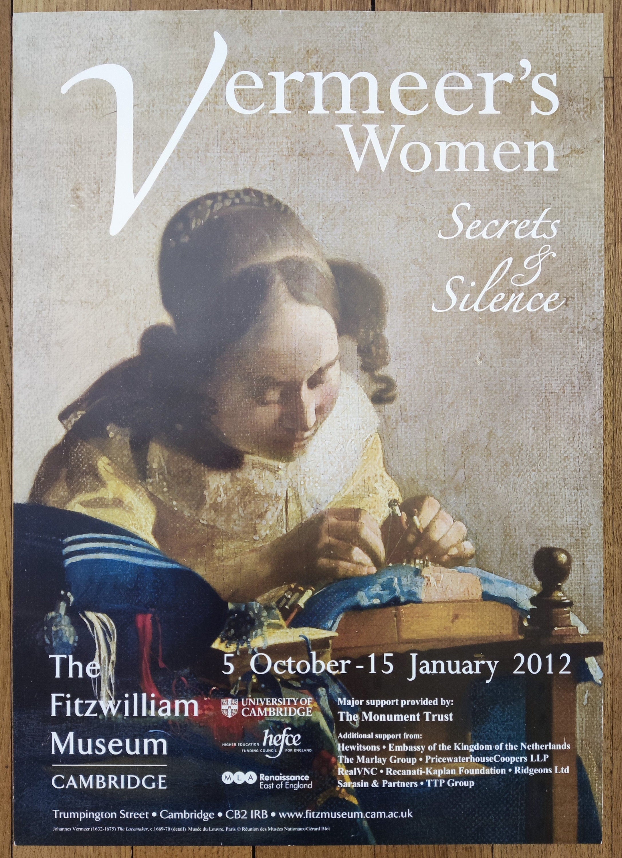 Vermeer original art exhibition poster - 16.5"×23.2" (42×59cm)