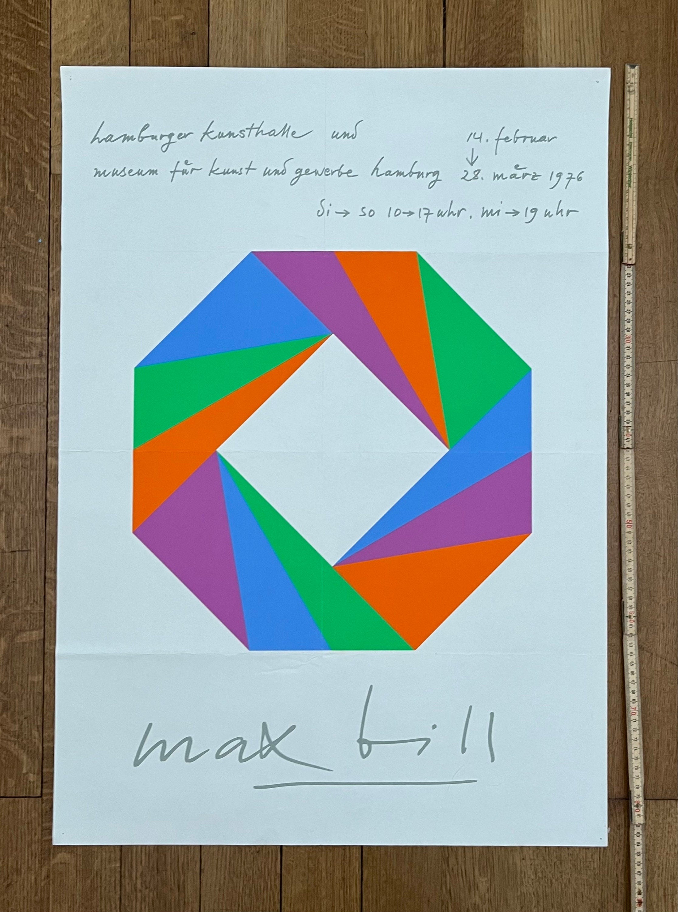 Max Bill originales Ausstellungsplakat gefaltet – 59×84 cm (23.2"×33.1")