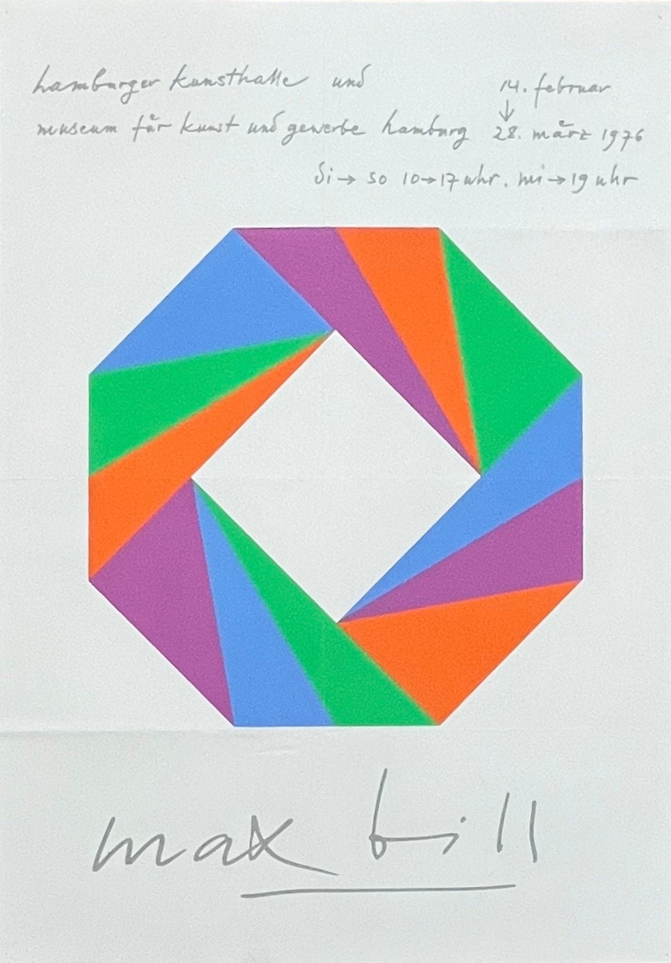 Max Bill originales Ausstellungsplakat gefaltet – 59×84 cm (23.2"×33.1")