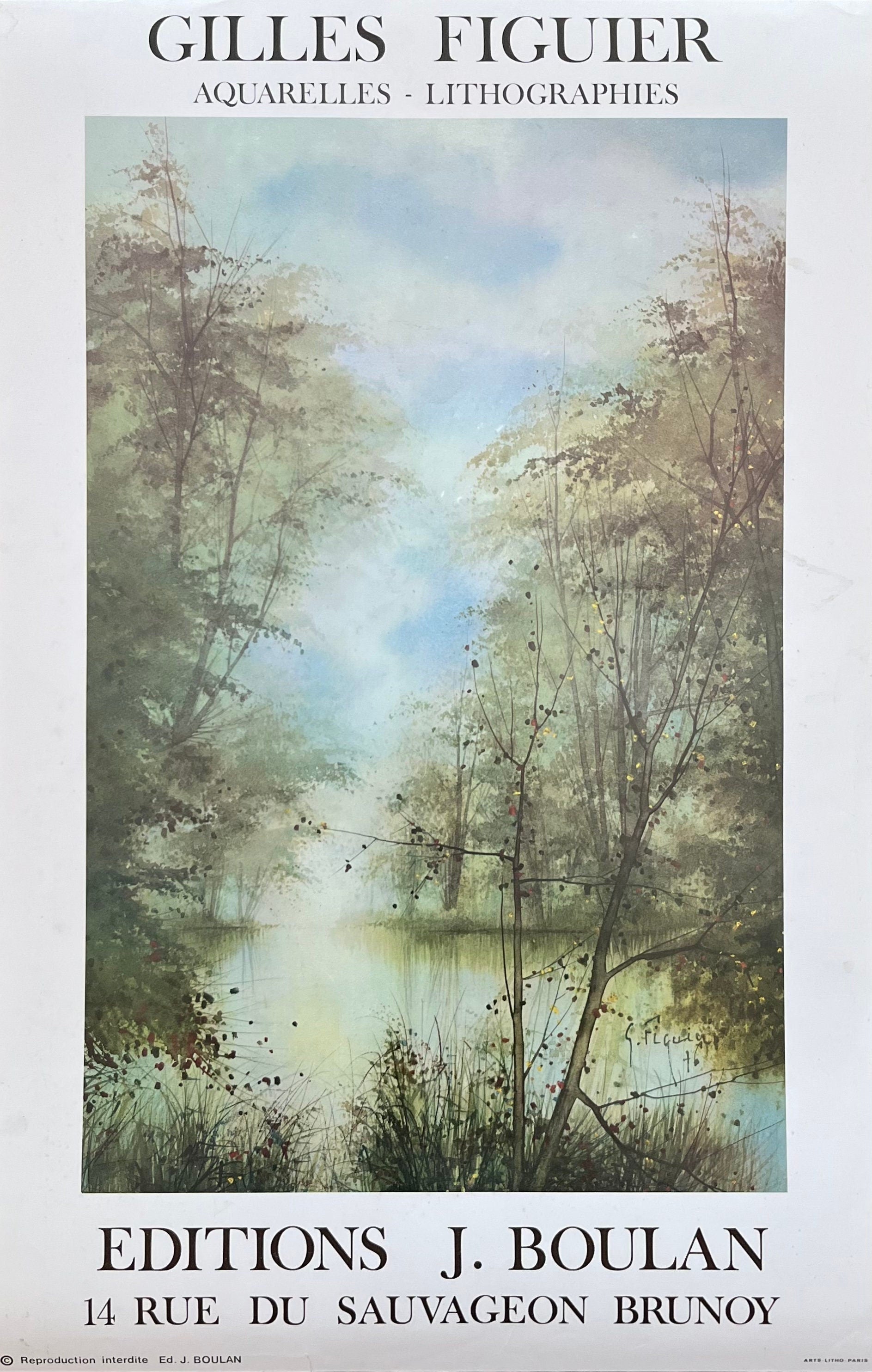 Gilles Figuier original art poster - 16.1"×25.2" (41×64cm)