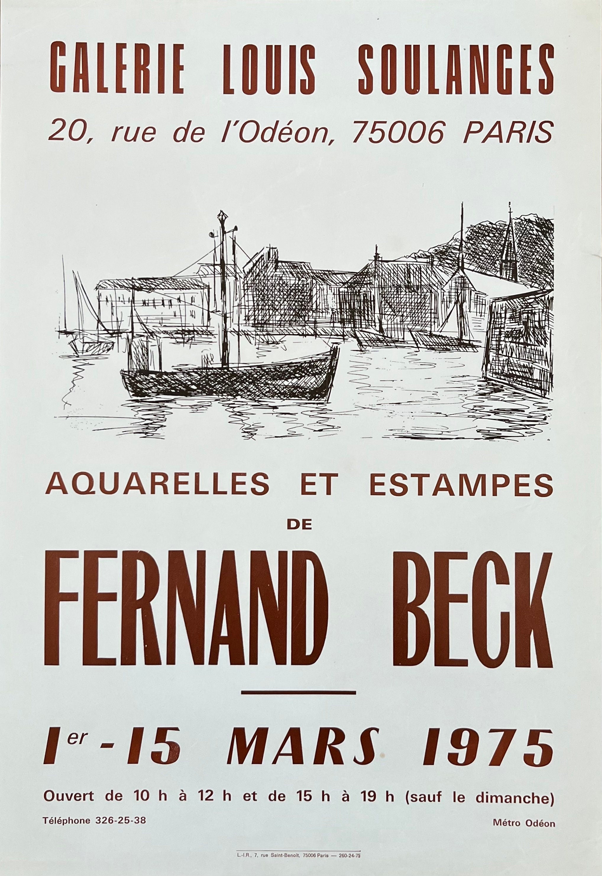 Fernand Beck "Aquarelles et Estampes" art exhibition poster (1) - 13.8"×20.1" (35×51cm)
