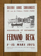 Fernand Beck "Aquarelles et Estampes" art exhibition poster (1) - 13.8"×20.1" (35×51cm)