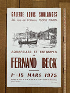 Fernand Beck "Aquarelles et Estampes" art exhibition poster (1) - 13.8"×20.1" (35×51cm)