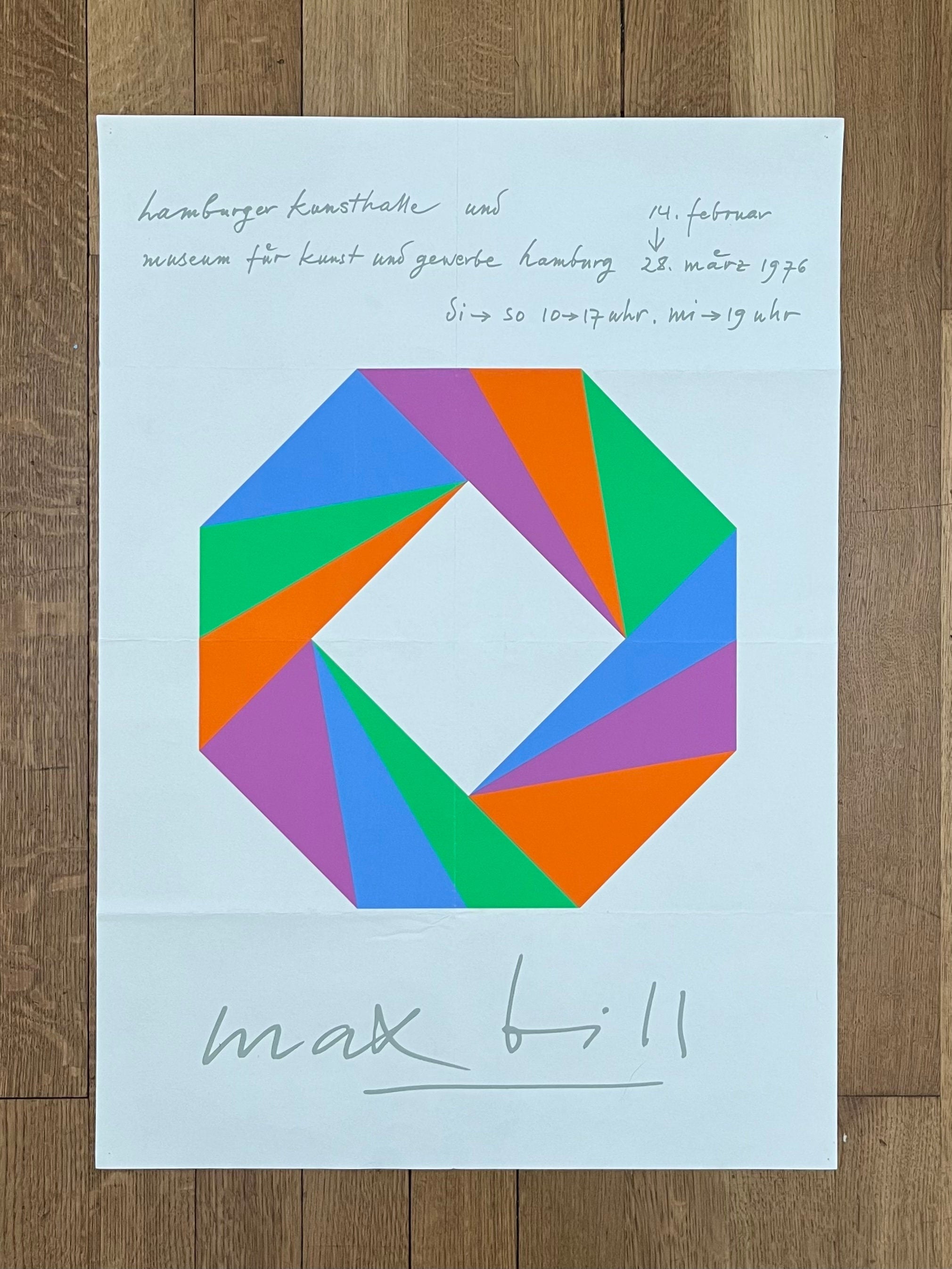 Max Bill originales Ausstellungsplakat gefaltet – 59×84 cm (23.2"×33.1")