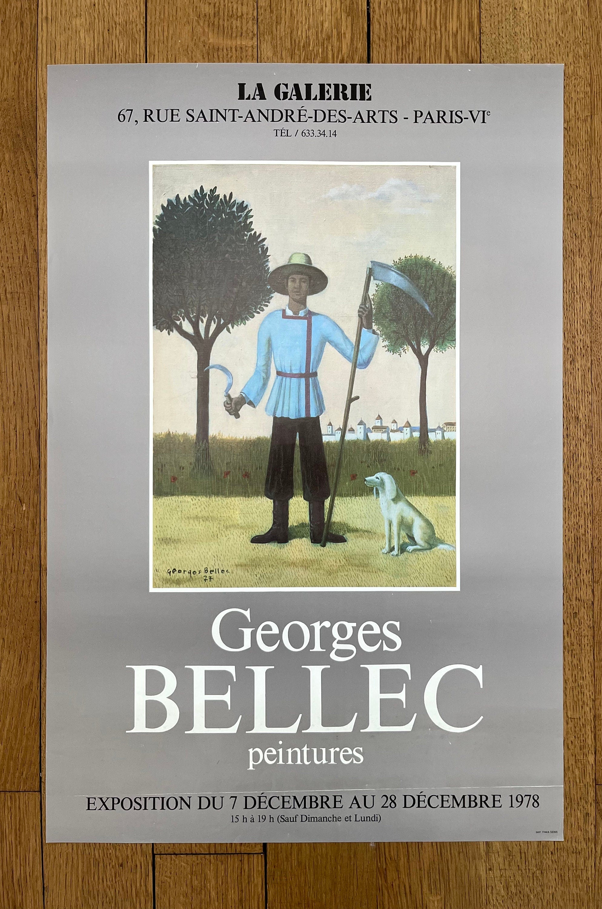 Georges Bellec original art exhibiton poster - 15.7"×23.6" (40×60cm)