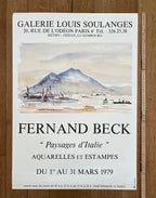 Fernand Beck "Paysages d'Italie" art exhibition poster - 19.3"×27.2" (49×69cm)