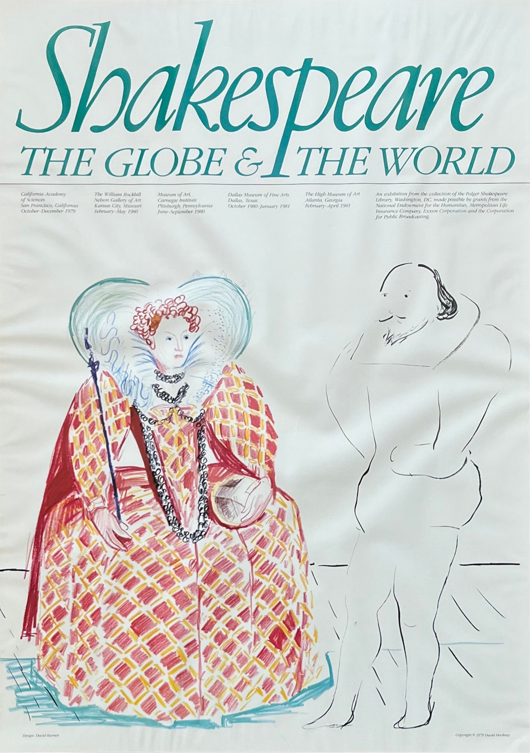 David Hockney vintage art exhibition poster used - 21.3"×29.9" (54×76cm)