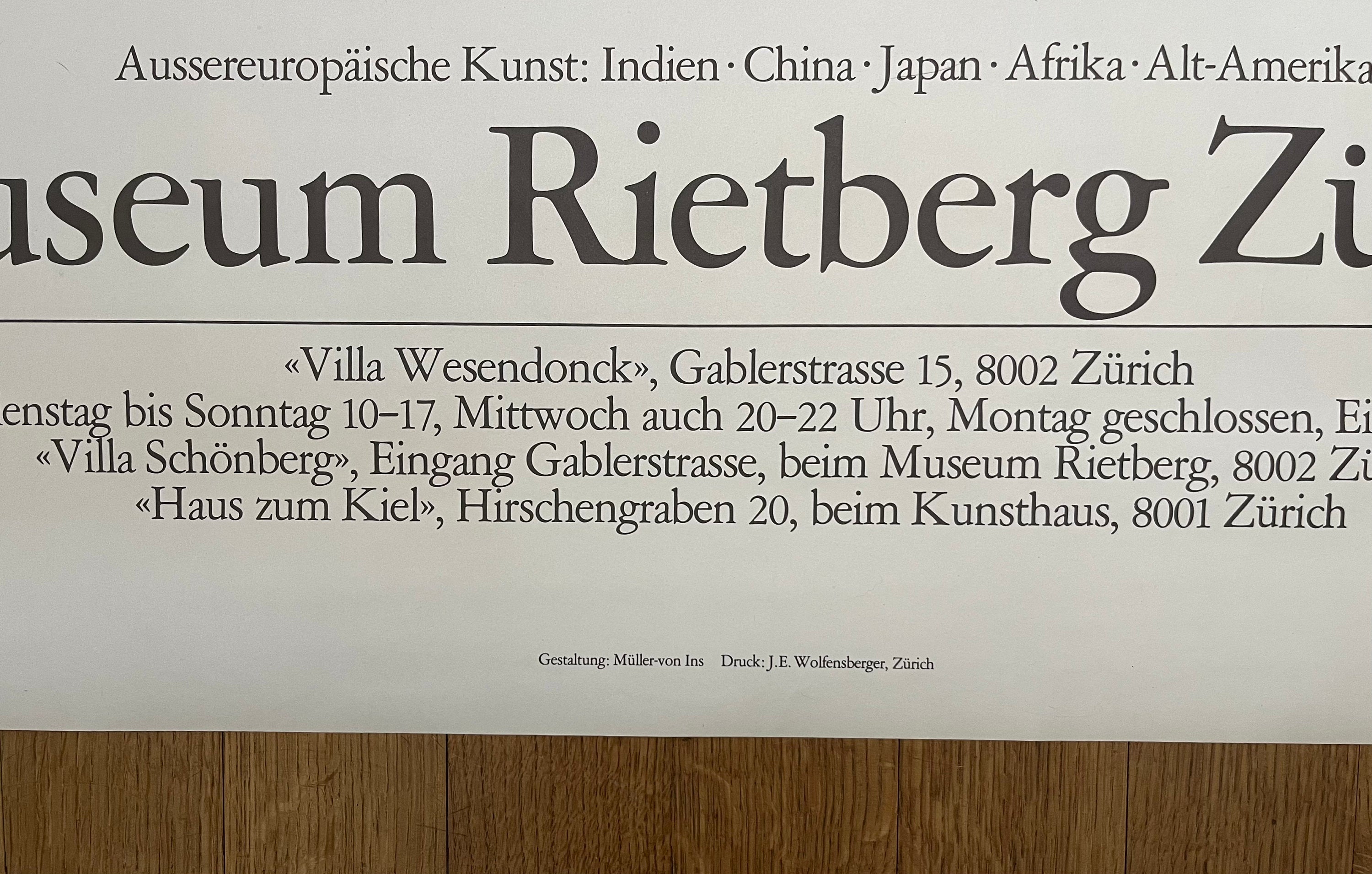Museum Rietberg Zürich Original-Kunstplakat, gebraucht - 90,5×128cm (35.6"×50.4")