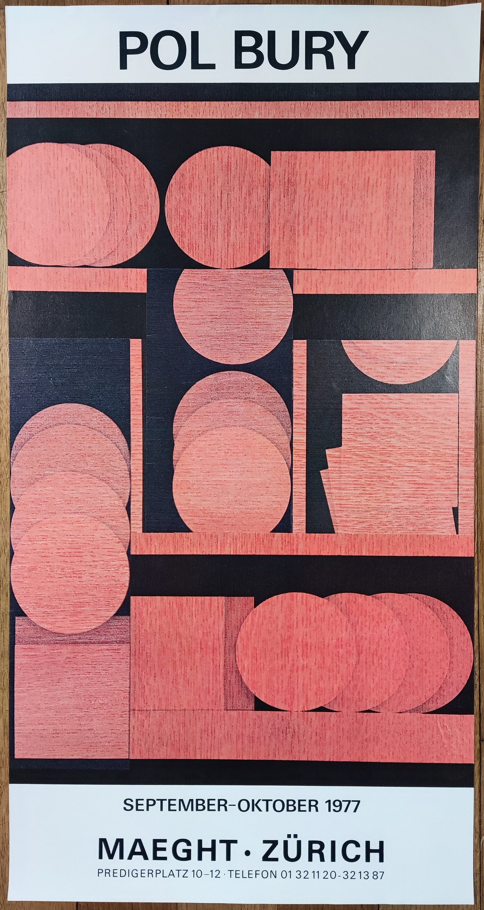 Pol Bury Original-Kunstausstellungsplakat – 39,3×75cm