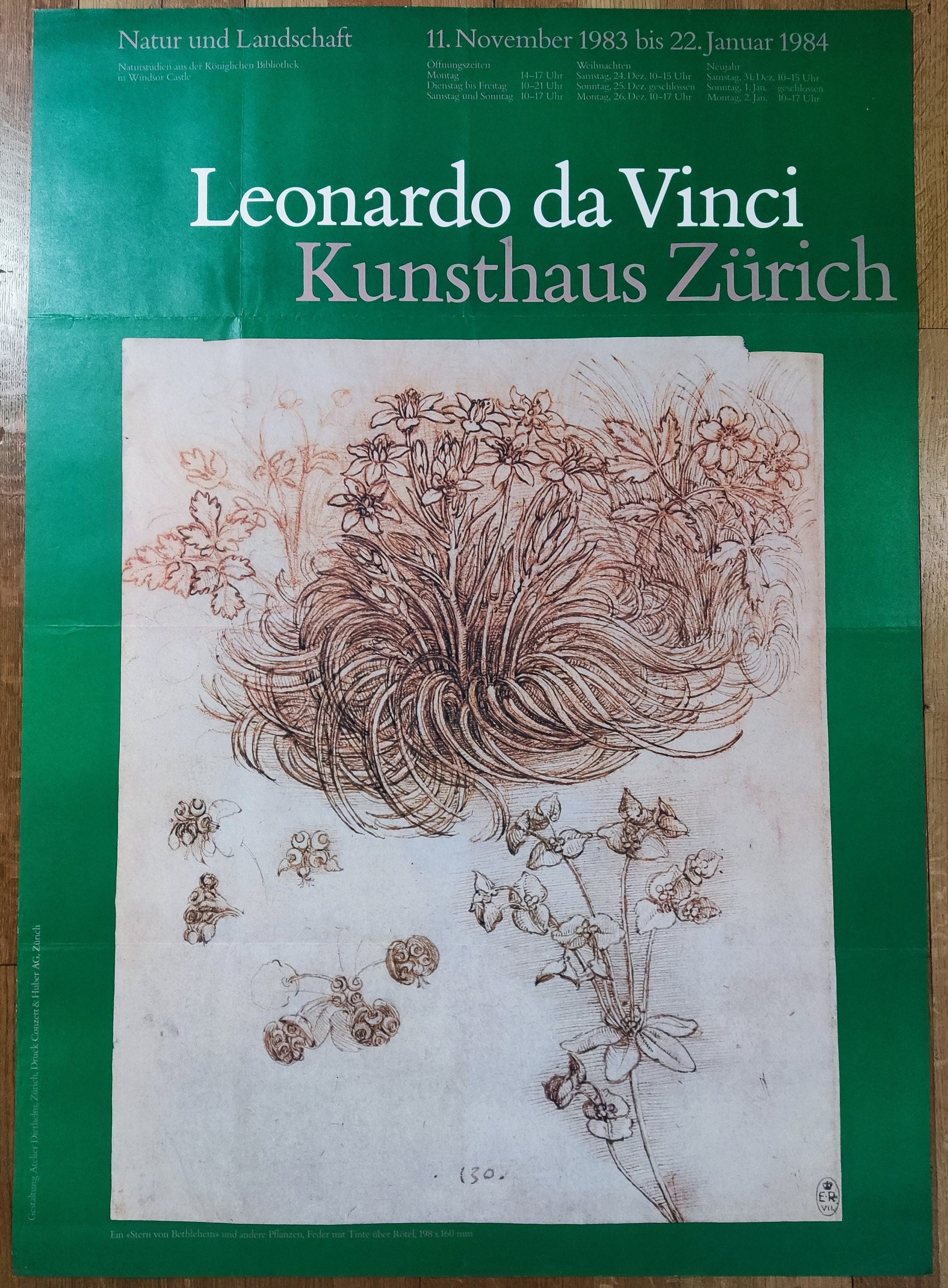 Leonardo da Vinci Ausstellungsplakat gefaltet – 35.6"×50.4" (90.5×128cm)