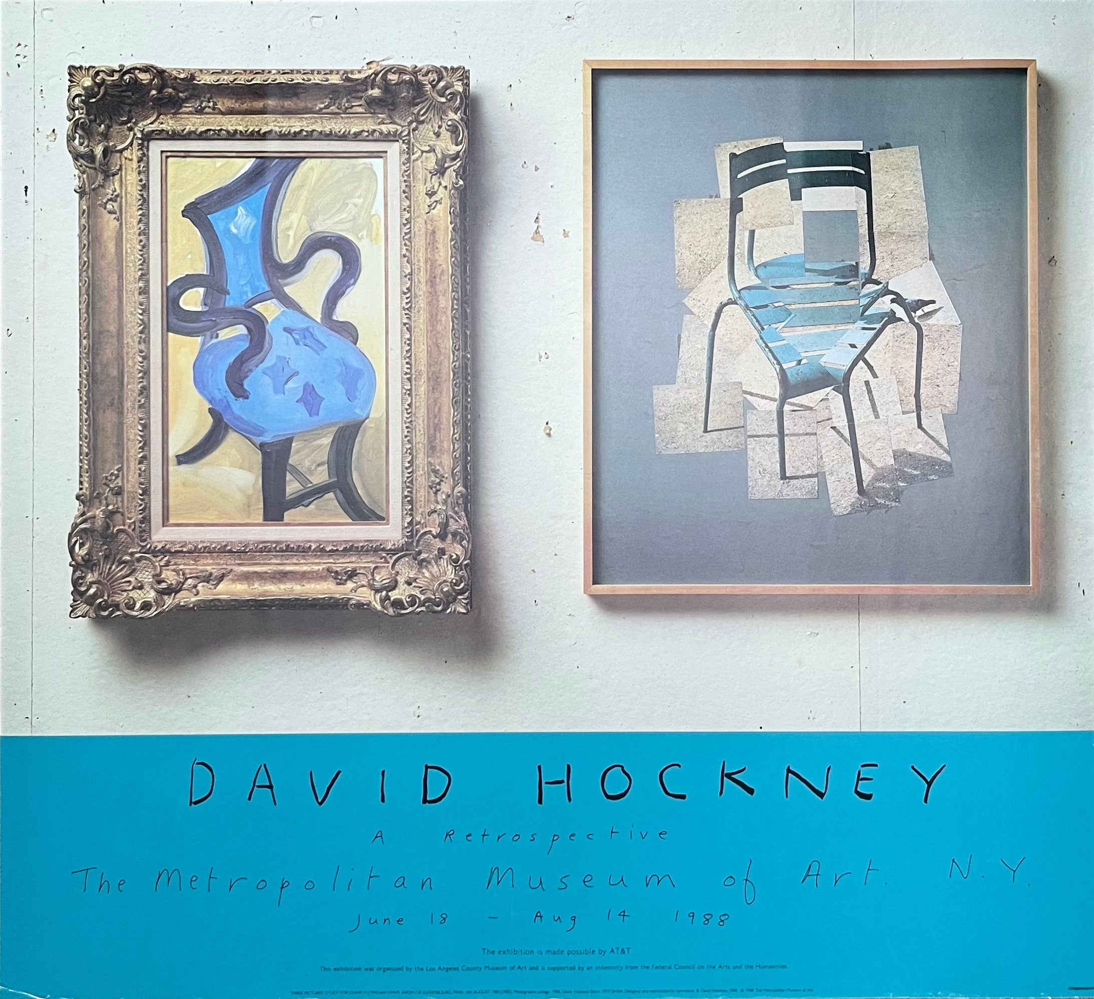 Rare David Hockney art exhibition poster used - 28.0"×25.6" (71×65cm)