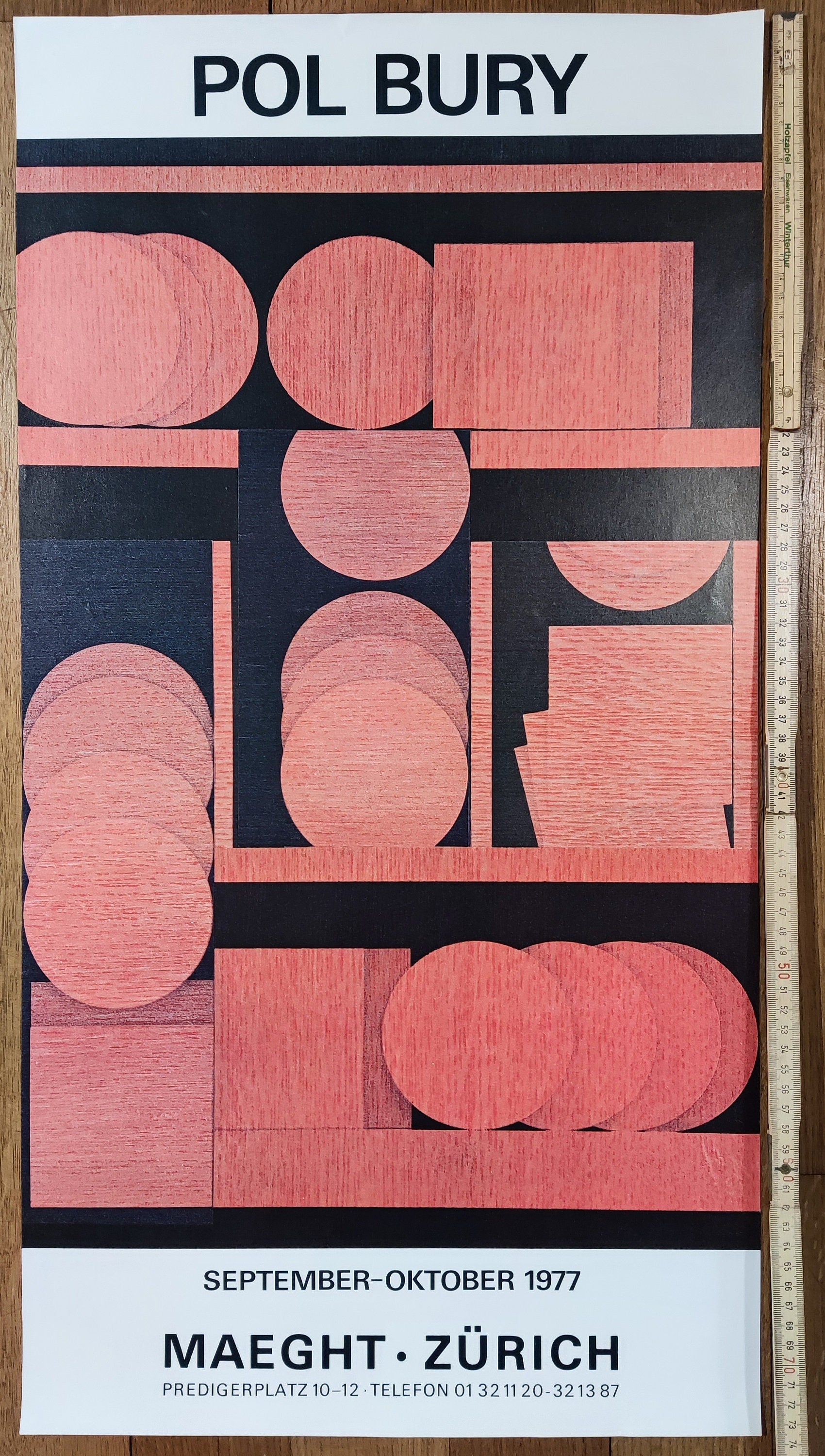 Pol Bury Original-Kunstausstellungsplakat – 39,3×75cm
