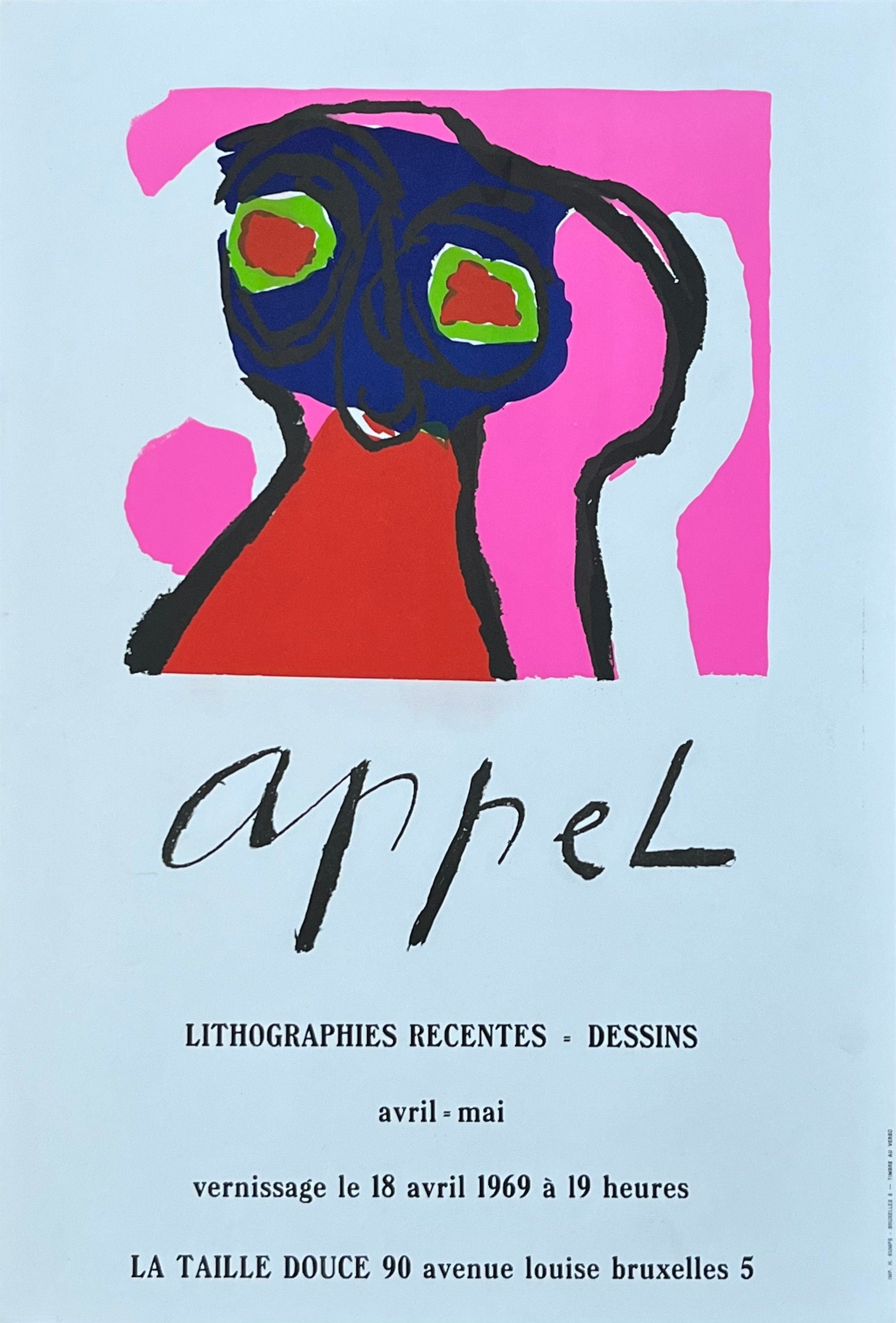 Karel Appel Original Kunstausstellung Plakat - 15.0"×22.0" (38×56cm)