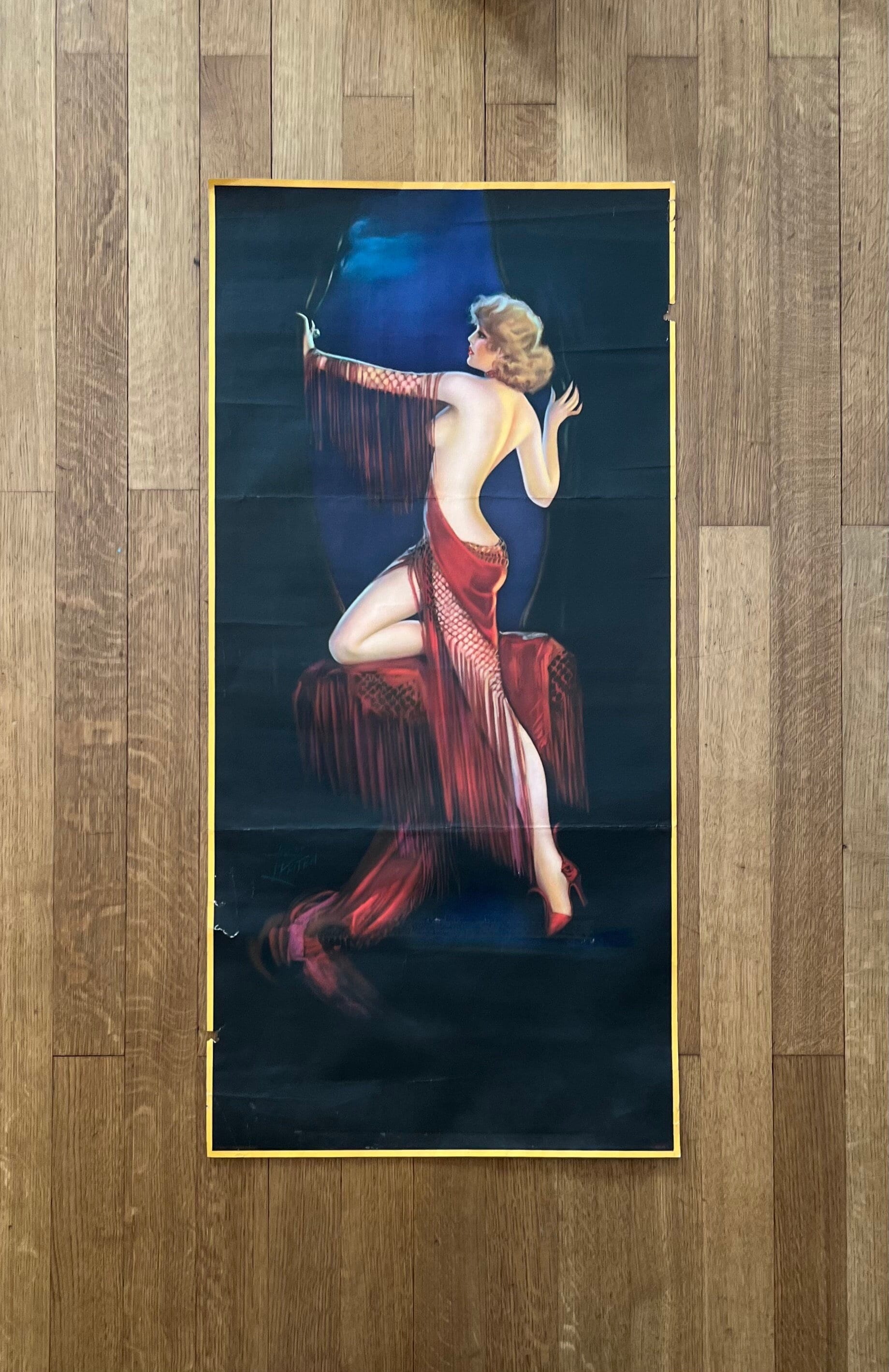 Irene Patten großes originales Kunstposter, gebraucht, gefaltet, Lady in Red - 22.0"×45.9" (56×116.5cm)