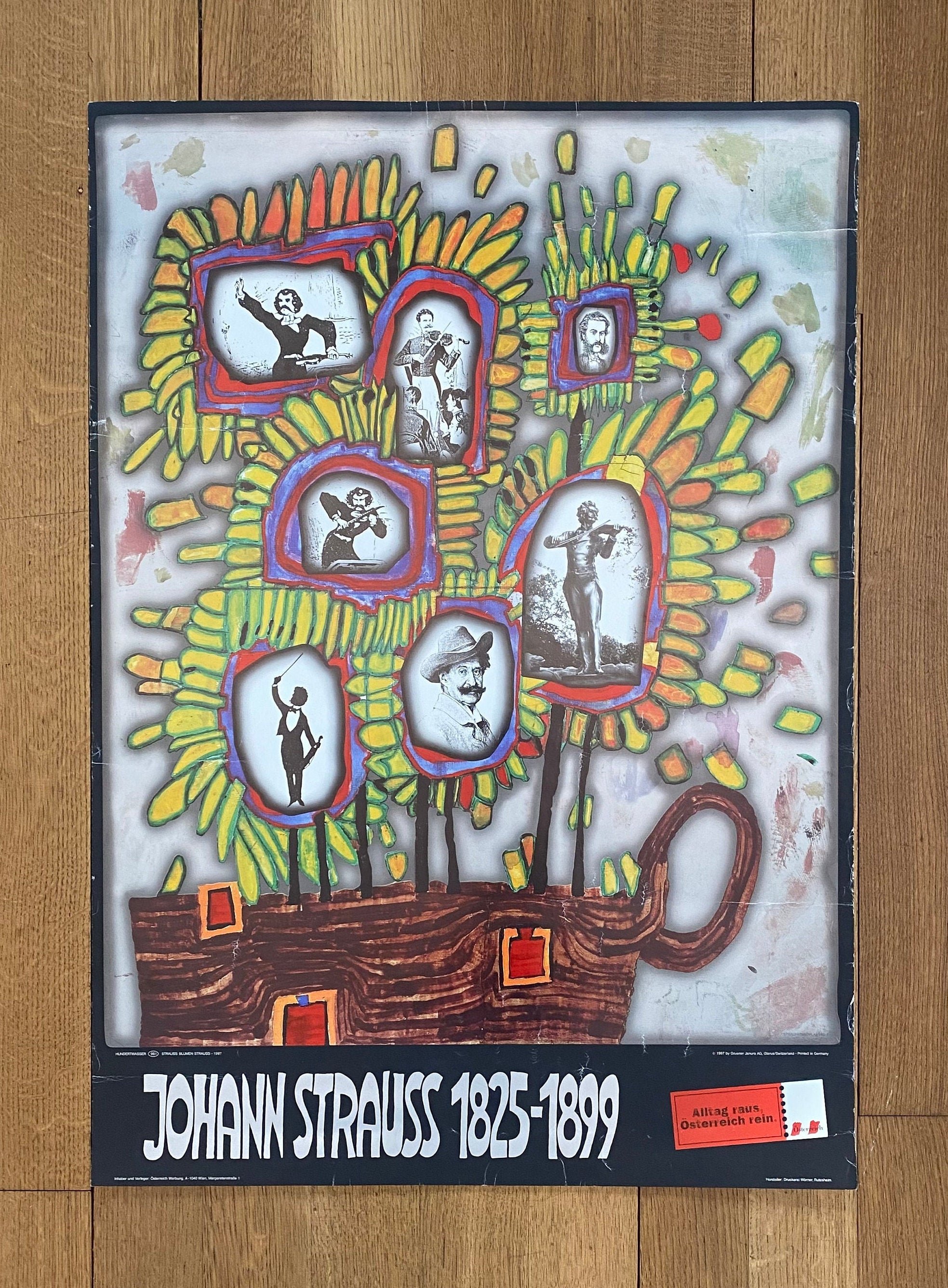 Originalkunstplakat von Johann Strauss gebraucht – 59,5×84 cm (23,4"×33,1")