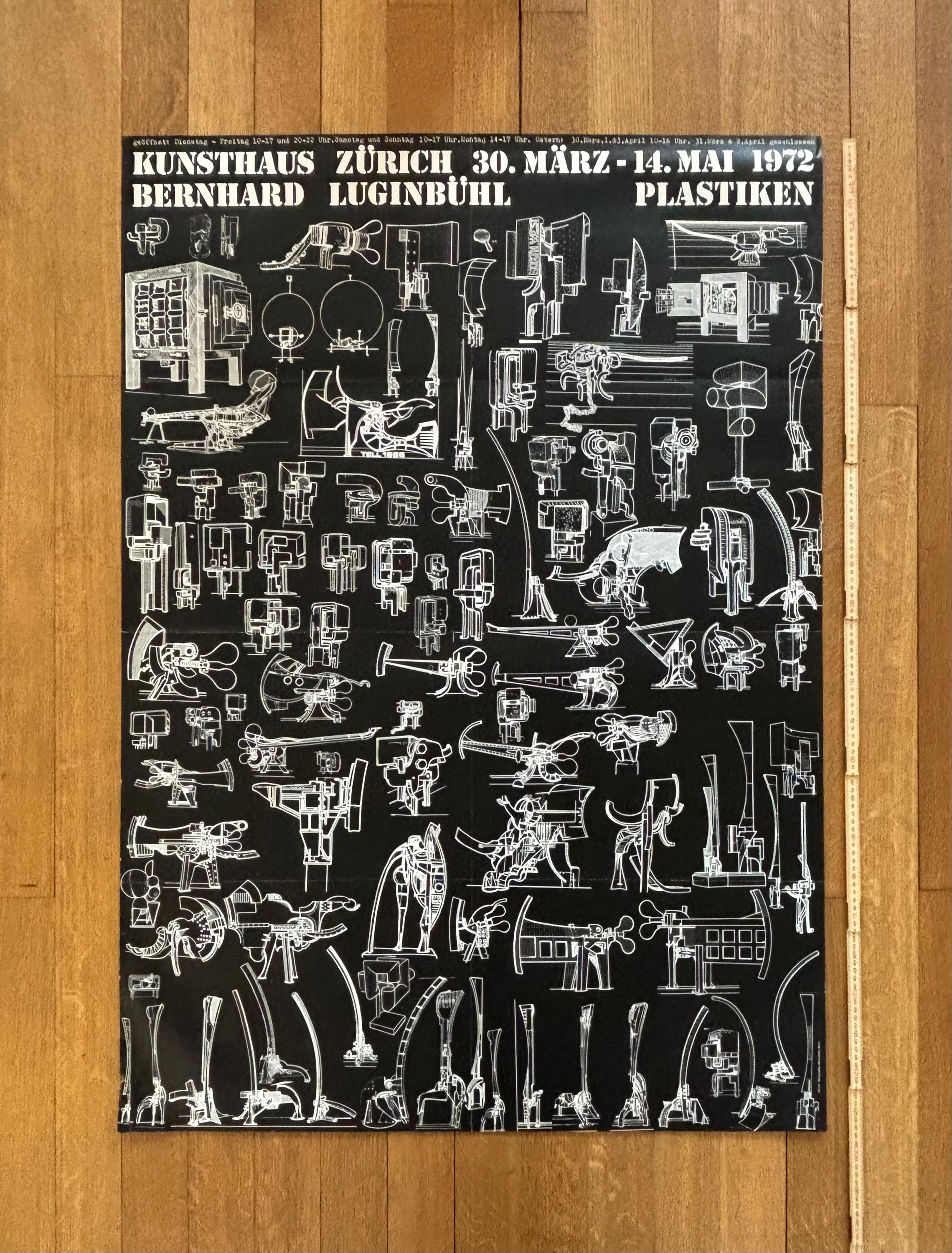 Bernhard Luginbühl original art exhibition poster - 35.6"×50.4" (90.5×128cm)