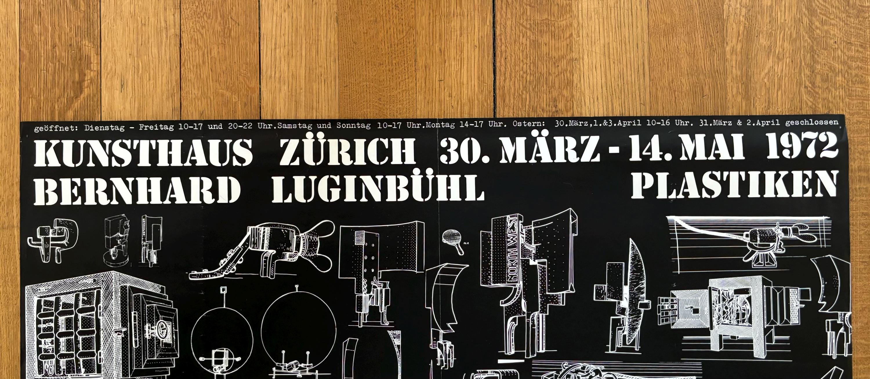 Bernhard Luginbühl original art exhibition poster - 35.6"×50.4" (90.5×128cm)