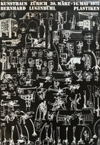 Bernhard Luginbühl original art exhibition poster - 35.6"×50.4" (90.5×128cm)