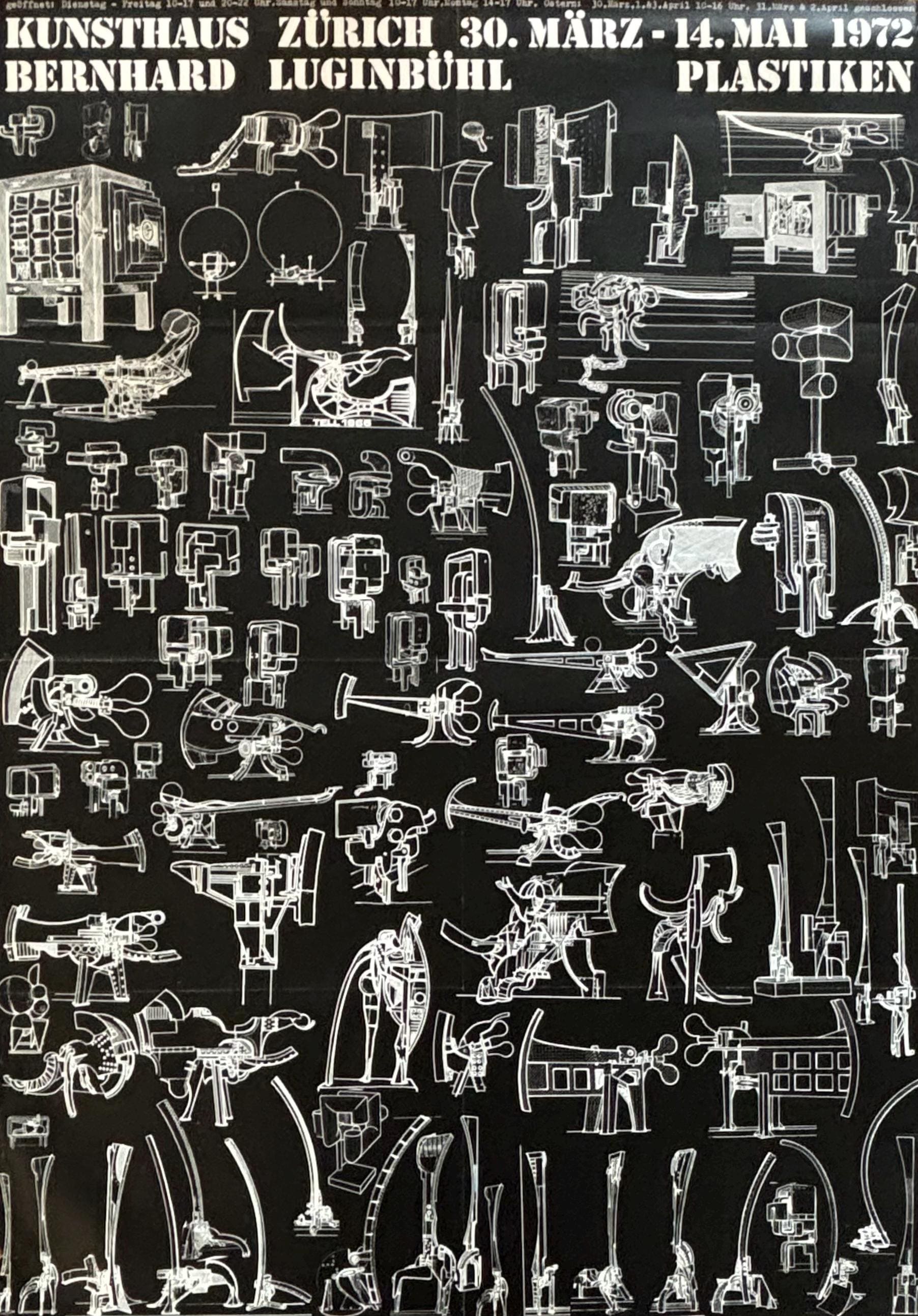 Bernhard Luginbühl original art exhibition poster - 35.6"×50.4" (90.5×128cm)