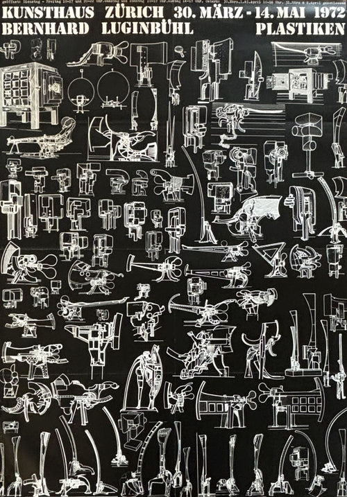 Bernhard Luginbühl original art exhibition poster - 35.6"×50.4" (90.5×128cm)
