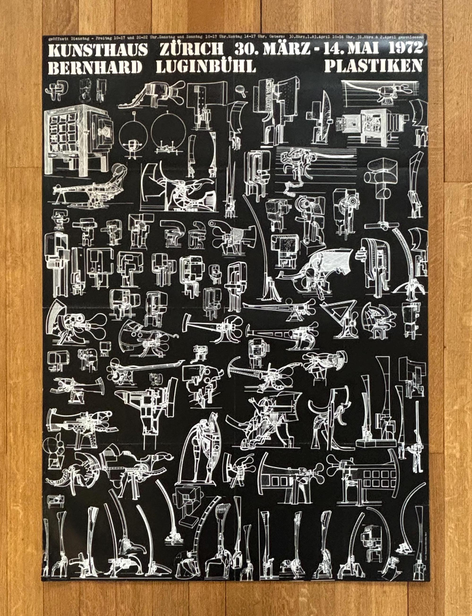 Bernhard Luginbühl original art exhibition poster - 35.6"×50.4" (90.5×128cm)